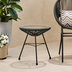 English Elm Christopher Knight Home® - 3 Piece Rattan Seating Group Black – Stylish PE Rattan + Iron Outdoor Patio Set, Durable Modern Mesh Design 66626.00BLK_66627.00BLK