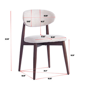 English Elm Modern Upholstered Dining Chair Set with Oval Back Solid Wood Legs Gray Fabric W3732P438536