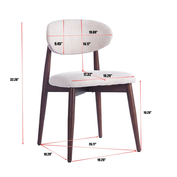 English Elm Modern Upholstered Dining Chair Set with Oval Back Solid Wood Legs Gray Fabric W3732P438536