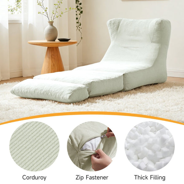 English Elm Cloud Corduroy Sleeper Chair Foldable High Density Foam Seat for Small Space Living Beige W1765P448558