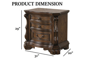 English Elm Traditional Dark Brown Nightstand Oak Veneer Dovetail Drawers Usb Charging Bedroom B2741P435896