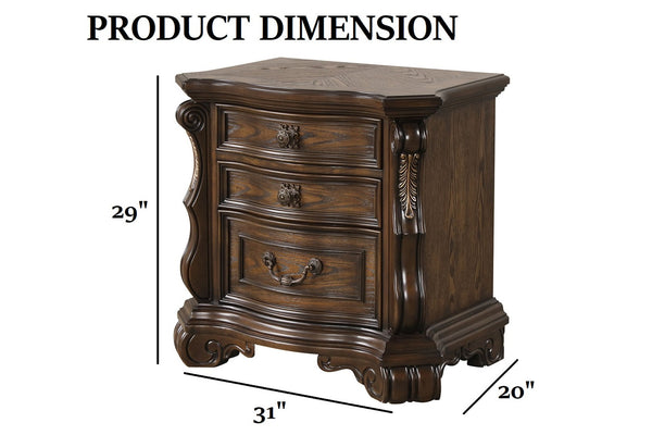 English Elm Traditional Dark Brown Nightstand Oak Veneer Dovetail Drawers Usb Charging Bedroom B2741P435896