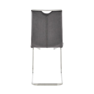 English Elm Caelis Gray Fabric Dining Accent Chair Set of 2 with Brushed Stainless Sled Base, Durable Comfort B2736P354345