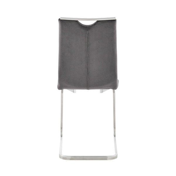 English Elm Caelis Gray Fabric Dining Accent Chair Set of 2 with Brushed Stainless Sled Base, Durable Comfort B2736P354345