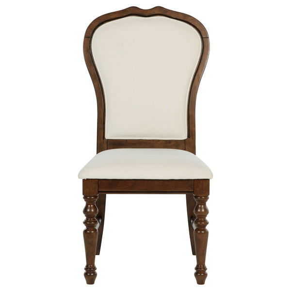 English Elm Claire Rich Brown Upholstered Dining Side Chair Set of 2 with Ivory Fabric, Turned Legs & Framed Backs for Classic Elegance B062P378327