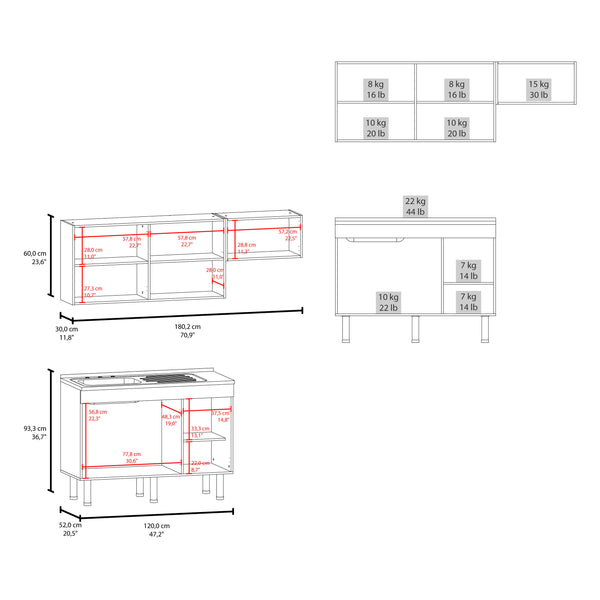 English Elm Myton Engineered Wood Kitchen Set with Stainless Sink, 8 Doors & Shelves, 6 Legs, Eco-Certified B097S00235
