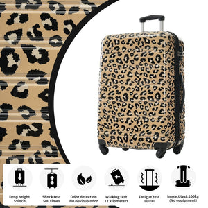 English Elm Hardshell Polycarbonate Luggage Set Three Piece Spinner Suitcases with Tsa Lock Brown Leopard N732P218227W
