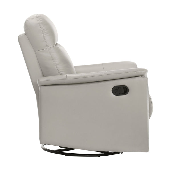 English Elm Silver Swivel Glider Recliner Chair - Top Grain Leather, 360° Motion, Manual Pull-Tab Recline, Modern Comfort B011P329291