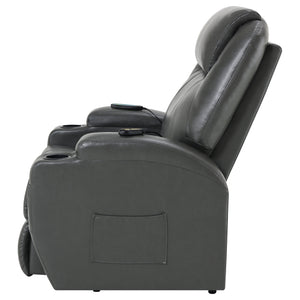 English Elm Rexford Power Lift Recliner Charcoal Grey with Massage, Faux Leather, Heated Seat, Cupholders & Pockets B062P354046