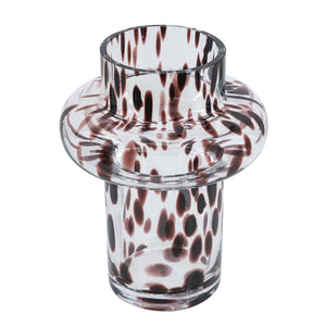 English Elm D6x8" Clear Glass Accent Vase with Amber Spot Disc, Modern Cylindrical Silhouette for Decor W2078P357236