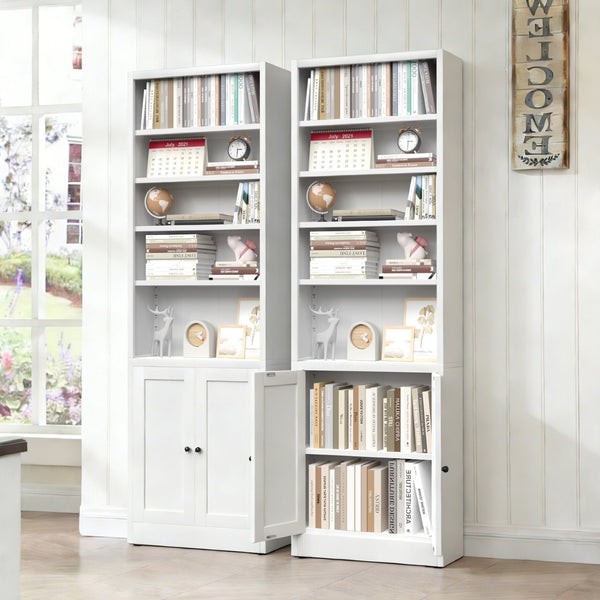 English Elm Metal Industrial Bookcase 5 Tier Open Shelves with Cabinet Door for Home Office T2398P442676