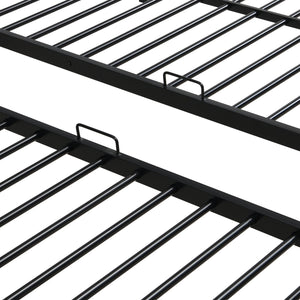 English Elm Full Metal Triple Bunk Bed Full over Twin over Twin with Vertical Ladder, Safety Rails & Shelf Black W2297S00026