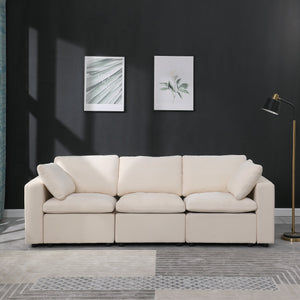 English Elm Modular Sectional Sofa Set - Versatile 3-Piece Chenille Beige Design For Ultimate Comfort & Style W1123S00038
