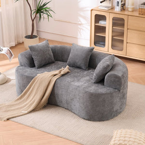 English Elm Crescent-shaped Cloud Sofa Three Seat Low Profile Chenille Living Room Curved Couch Gray W2012P375721
