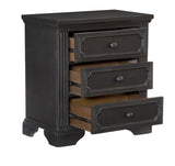 English Elm Traditional Design 3-Drawers Nightstand 1 Piece Charcoal Finish Rustic Style Bedroom Furniture