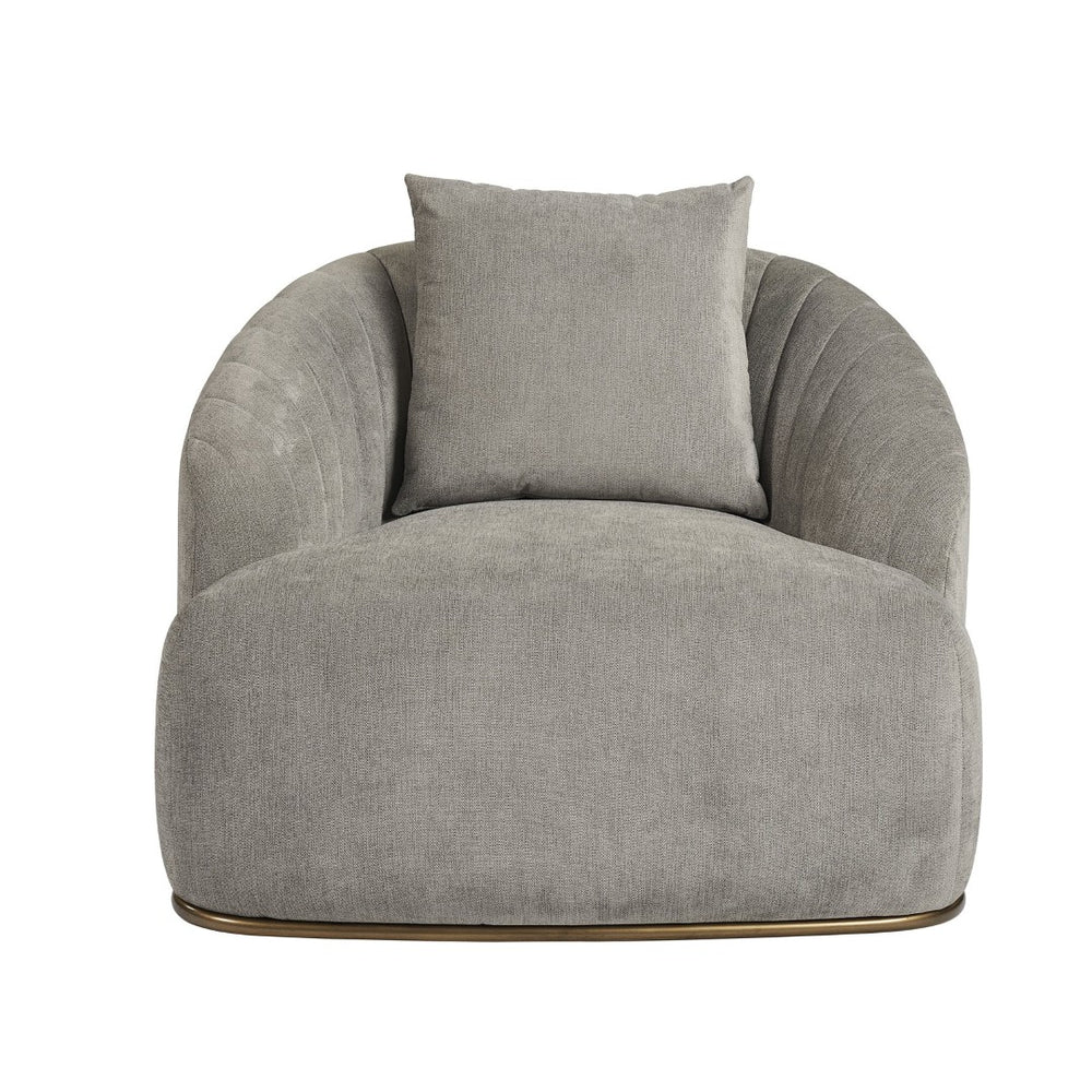 Sunpan ASTRID Armchair - Elegant Polo Club Stone Design with Channel Tufting and Antique Brass Frame 105335