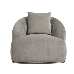 Sunpan ASTRID Armchair - Elegant Polo Club Stone Design with Channel Tufting and Antique Brass Frame 105335