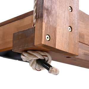 English Elm TOPMAX Twin Size Porch Swing Bed Crafted from Durable Acacia Wood with 400lb Capacity and Hemp Ropes Natural N717P210135N