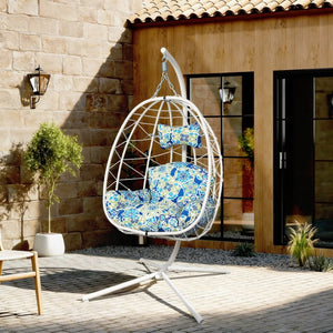 English Elm Hanging Egg Swing Chair Pe Wicker Stand Ergonomic Cradle for Patio or Bedroom T5880P497561