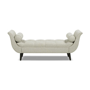 English Elm Jennifer Taylor Home - Alma Tufted Flared Arm Entryway Bench Taupe Polyester with Bolster Pillows, 64.5" Length, Espresso Legs B2719P364405