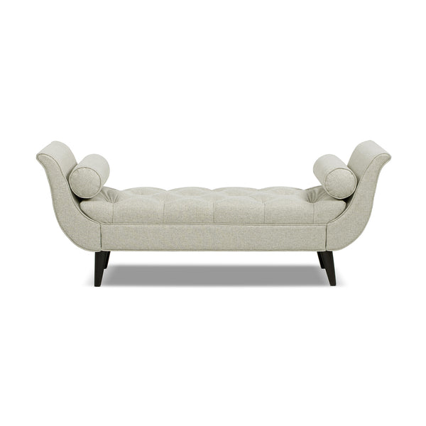 English Elm Jennifer Taylor Home - Alma Tufted Flared Arm Entryway Bench Taupe Polyester with Bolster Pillows, 64.5" Length, Espresso Legs B2719P364405