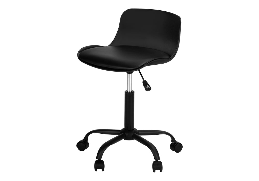 English Elm Office Chair ergonomic kids low-back with padded seat, 360° swivel, height adjustable, modern white base Black 20 L x 8 W x 20 H B2710P219782