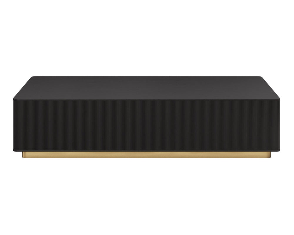 Sunpan KALLA Coffee Table - Rectangular Charcoal Oak with Gold Steel Base - Stylish & Durable Centerpiece 112806
