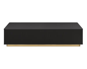 Sunpan KALLA Coffee Table - Rectangular Charcoal Oak with Gold Steel Base - Stylish & Durable Centerpiece 112806