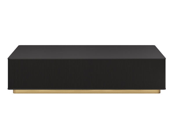 Sunpan KALLA Coffee Table - Rectangular Charcoal Oak with Gold Steel Base - Stylish & Durable Centerpiece 112806