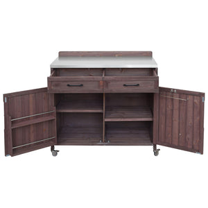 English Elm K&k Outdoor Modular Kitchen Island 2 Piece Fir Wood Stainless Steel Sink Station N707S000024Z