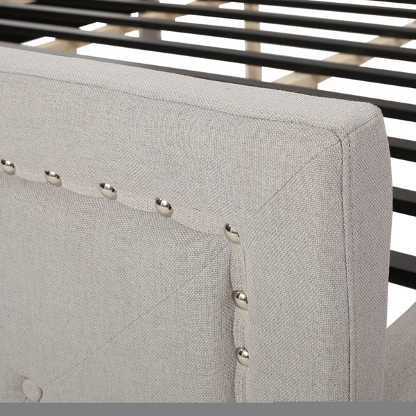 English Elm Christopher Knight Home® - VIRGIL Fully Upholstered King Bed with Button Tufted Diamond Stitch Headboard, Sturdy Frame LIGHT GREY 81.75 L x 25 W x 9 H N761S7106803E