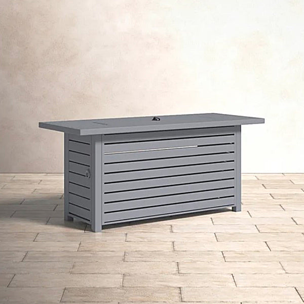 English Elm Steel 58" Rectangular Propane/Natural Gas Fire Pit Table with Lid, 8-Hour Burn, Cover Included B120P198411
