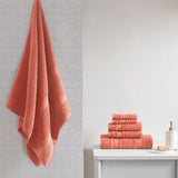 Madison Park Essentials Adrien Casual Super Soft Cotton Quick Dry Bath Towel 6 Piece Set MPE73-664 Coral