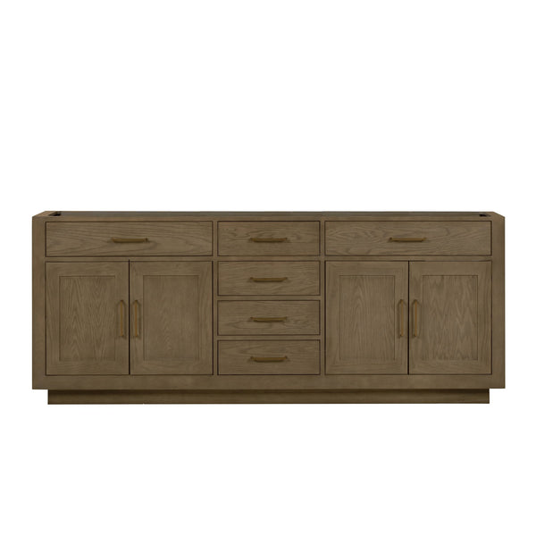 English Elm Grey Grey Oak Double Bath Vanity 84-in Compatible Top, Soft-Close Drawers, Fully Assembled Midcentury Wood Cabinet B2731P257859