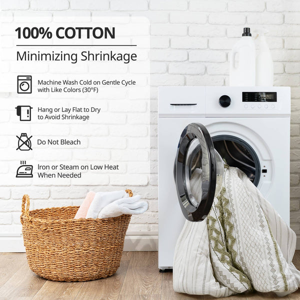 English Elm 1 Pcs Soft Green Cotton Curtain Panel, 50X95", Textured Chenille Stripe, Lined For Light Control B035P319831