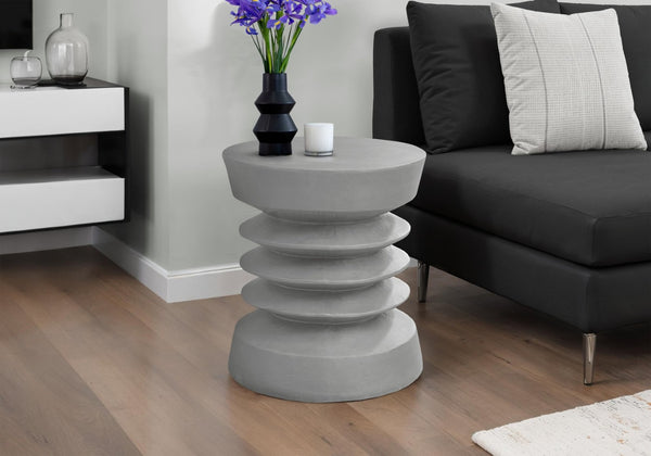 English Elm Accent Table Round Matte Finish Weather Resistant Magnesium Oxide Indoor Outdoor Side Grey B2710P461677