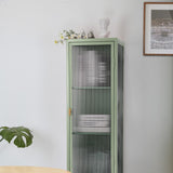 English Elm Retro Style Freestanding Metal Tall Display Cupboard With Glass Door and Three Detachable Shelves For Office, Living Room, Kitchen Console Sideboard,Bedside Entryway Mint Green (Old Sku:W68751718)