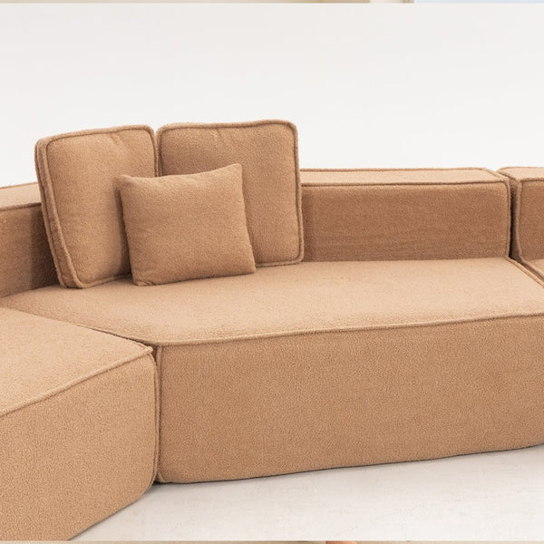 English Elm 181"extra Large Nine Seat Modular Sectional Sofa in Plush Sherpa for Spacious Lounges W3326S00040