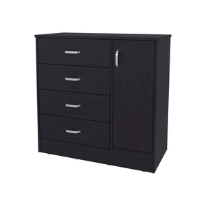English Elm Wenge Modern 4-Drawer Dresser with Side Cabinet for Organized Storage, Rich Wenge Finish Elegance B062P373790