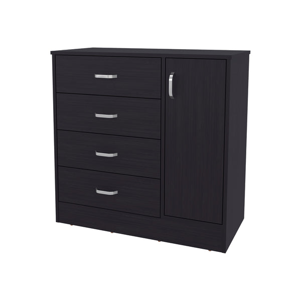 English Elm Wenge Modern 4-Drawer Dresser with Side Cabinet for Organized Storage, Rich Wenge Finish Elegance B062P373790