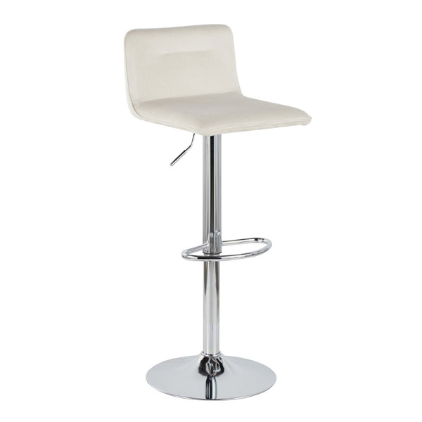 English Elm Adjustable Velvet Swivel Barstools with Chrome Base for Kitchen or Home Bar Set of 2 B202S01964