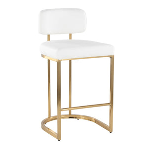English Elm Fixed-height Barstools Powder Coated Steel Frame Brown Upholstered Seat Set of Two B202P471215