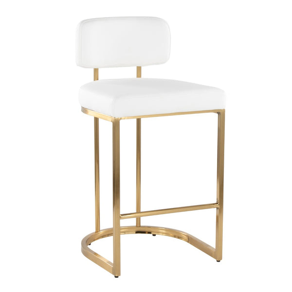 English Elm Fixed-height Barstools Powder Coated Steel Frame Brown Upholstered Seat Set of Two B202P471215