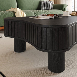 English Elm Lift Top Coffee Table with Fluted Panels Hidden Storage and Hydraulic Rise for Living Rooms W1445P317474