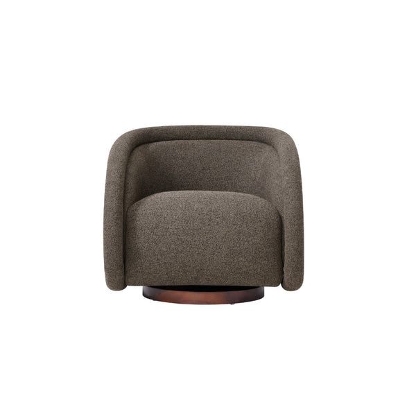 English Elm Sabbo Bouclé Swivel Accent Chair Walnut Wood Base Cozy Reading Nook Seating N767P388923M