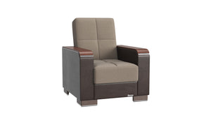 English Elm Primenest Zenaero Convertible Armchair With Hidden Storage - Stylish Beige/Brown Pu Chenille Design B030P286204-GIGA