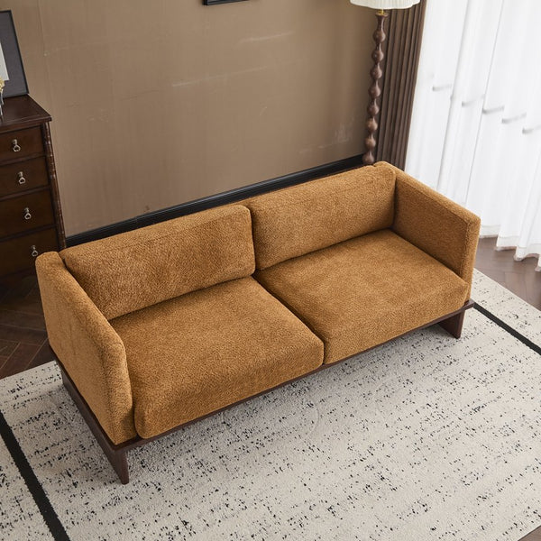 English Elm Christopher Knight Home® - 77 Modern 3-Seater Boucle Sofa with Solid Walnut Base, Square-Arm Design, Durable Breathable Fabric Camel N773IS00033N