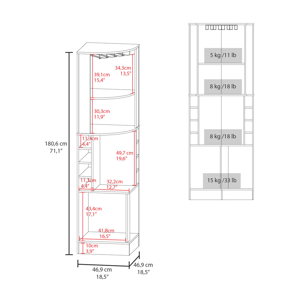 English Elm Corner Bar Cabinet Cleveland Eco White – Space-Saving Corner Unit with Multiple Shelves, Durable Engineered Wood, Easy Assembly (46.4"L) B092S00274