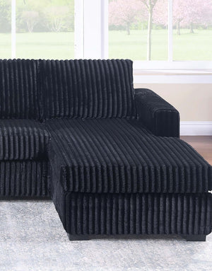 English Elm Black Jumbo Corduroy U-shaped Sectional Sofa Seats Four with Dual Chaise Lounge Black B011S02221