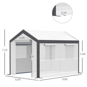 English Elm Outsunny Walk-in Garden Greenhouse Steel Frame Uv Pe Cover Ventilation Windows W2225P217794
